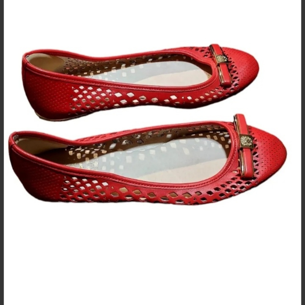 Vince Camuto Shoes Flats 5.5 Leather Orange Red Footwear Slipon (0226)